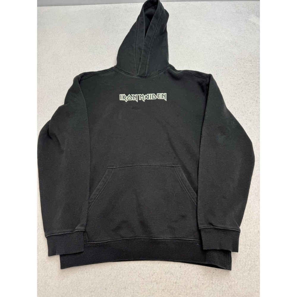 Iron Maiden Hoodie Mens XS Black H&M Relaxed Fit Fleece Graphic Back Sweatshirt